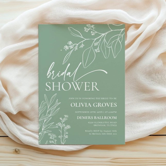 Invitation à la douche nuptiale Sage Green Fall (Créateur téléchargé)
