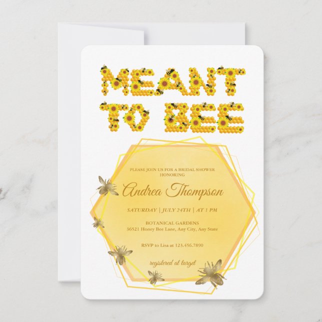 Invitation à la douche nuptiale | Signifie Abeille (Devant)