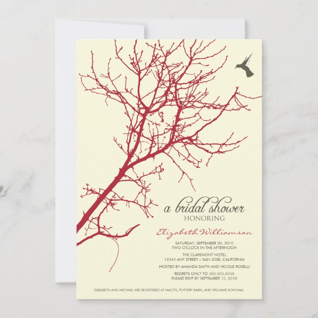 Invitation à la douche nuptiale Silhouette Arbre ( (Devant)