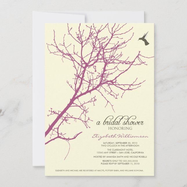 Invitation à la douche nuptiale Silhouette Arbre ( (Devant)
