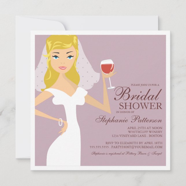 Invitation à la douche nuptiale sur le thème du vi (Devant)