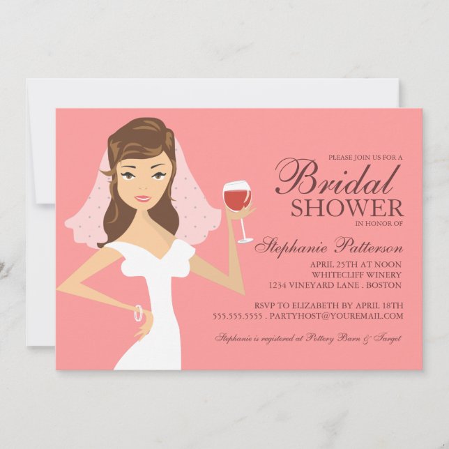 Invitation à la douche nuptiale sur le thème du vi (Devant)