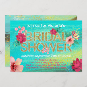 Invitation à la douche nuptiale Tropical Golden Br