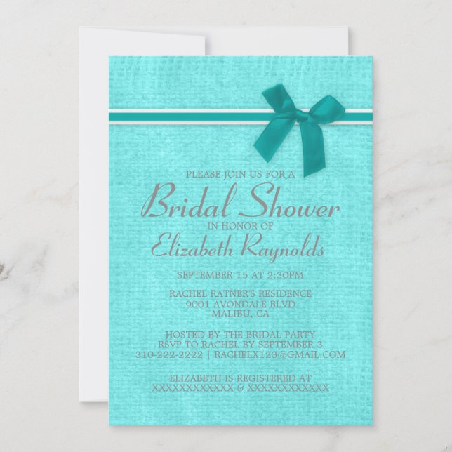 Invitation à la douche nuptiale Turquoise de Burla (Devant)