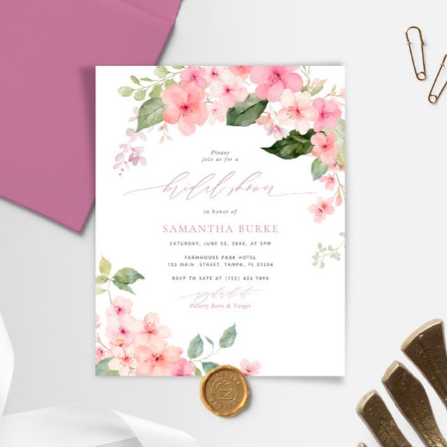 Invitation à la douche nuptiale verte Blush & Sage (Créateur téléchargé)