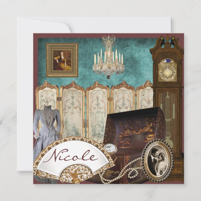 Invitation à la douche nuptiale Vintage (Devant)