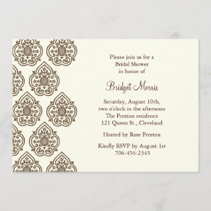 Invitation à la douche nuptiale Vintage Damask