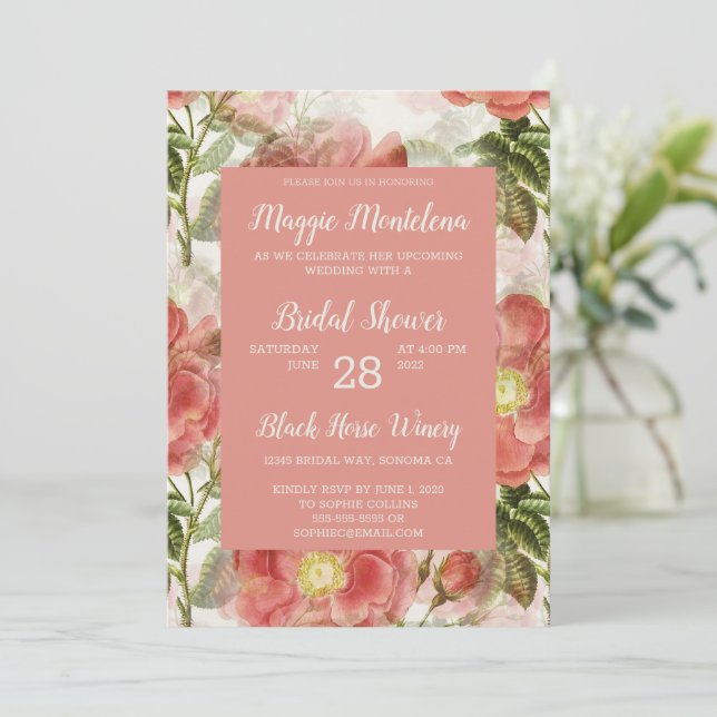 Invitation à la douche nuptiale Vintage peinte (Debout devant)