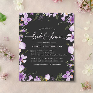 Invitation à la douche nuptiale violet budget