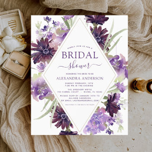 Invitation à la douche nuptiale violet budget