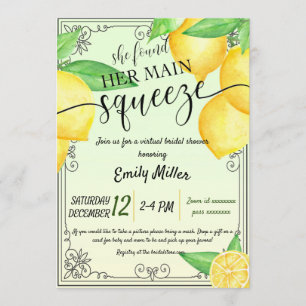 Invitation à la douche nuptiale virtuelle citron