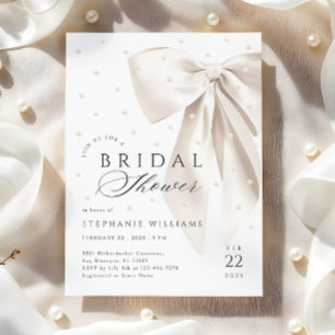 Invitation à la douche nuptiale White Bow Pearls