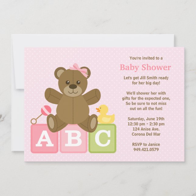  Invitation à la douche pour bébé (Devant)