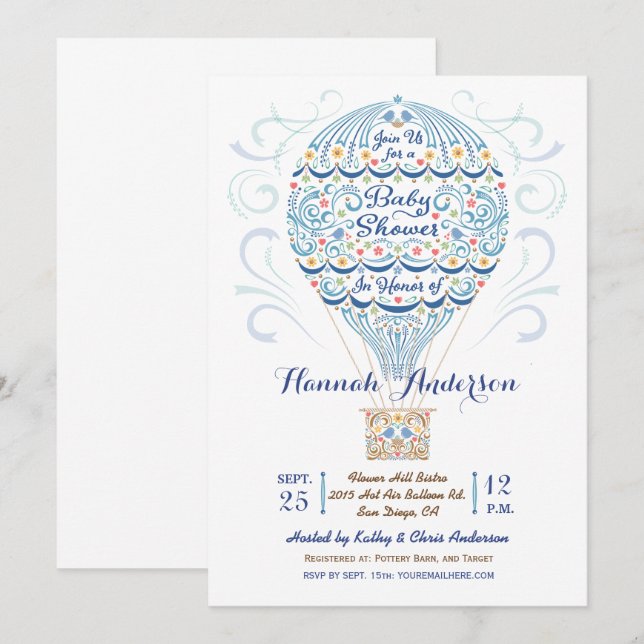 Invitation à la douche pour bébé Bébé Bébé Bébé Bé (Devant / Derrière)