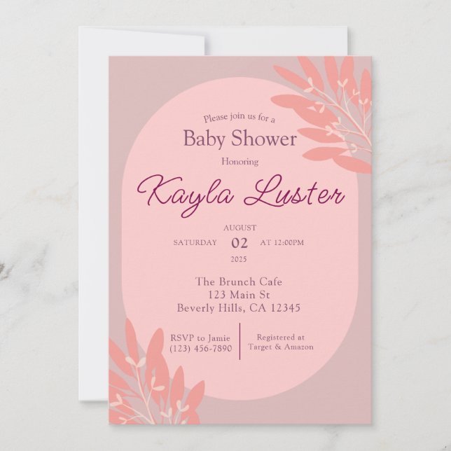 Invitation à la douche pour bébé botanique (Devant)