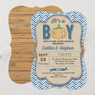 Invitation à la douche pour bébé Citrouille rustiq