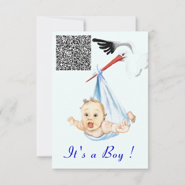 Invitation à la douche pour bébé et à la cigogne Q (Dos)