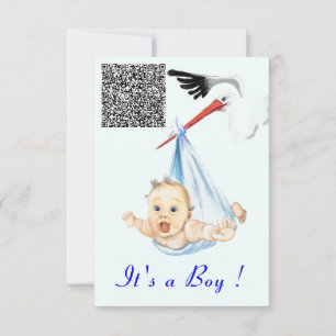 Invitation à la douche pour bébé et à la cigogne Q