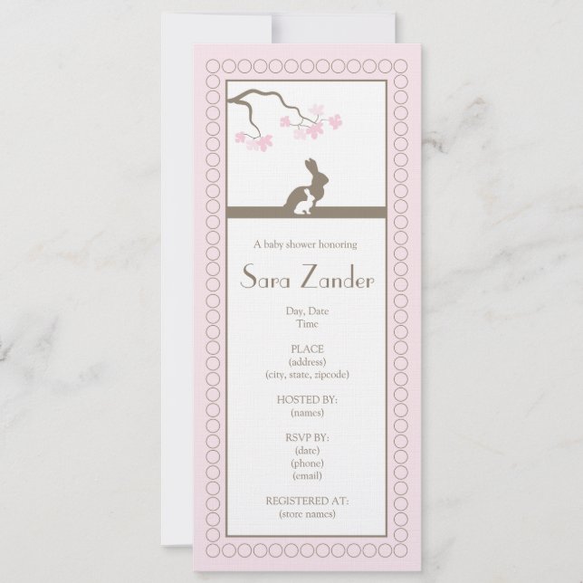 Invitation à la douche pour bébé fille (Devant)