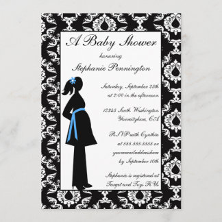 Invitation à la douche pour bébé garçon noir et bl