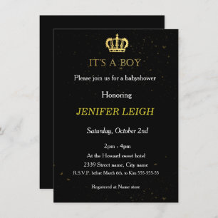 Invitation à la douche pour bébé Golden Crown