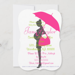 Invitation à la douche pour bébé Magenta Silhouett