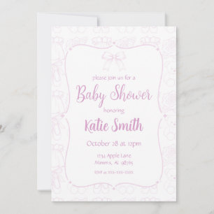 Invitation à la douche pour bébé rose