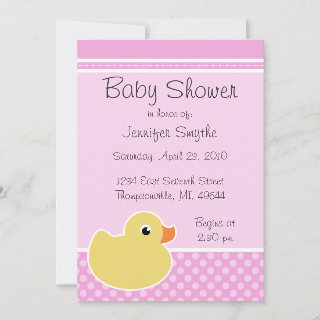 Invitation à la douche pour bébés en caoutchouc ro (Devant)