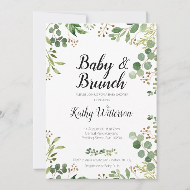 invitation à la douche pour le petit brunch dans u (Devant)