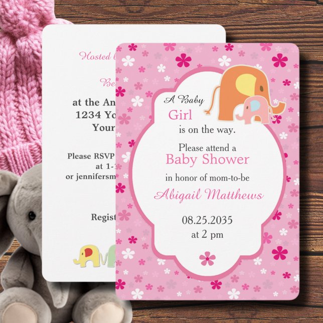 Invitation à la douche pour maman et bébé éléphant (Créateur téléchargé)