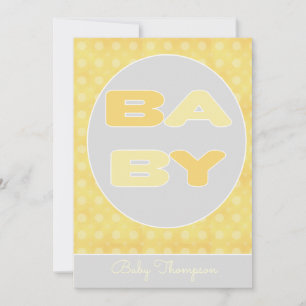 Invitation à la douche texte bébé (Jaune)