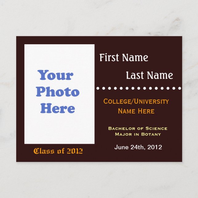 Invitation à la faire-part de diplôme universitair (Devant)