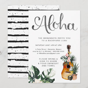 Invitation à la fête Aloha Summer Luau