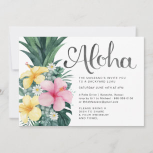 Invitation à la fête Aloha Summer Luau