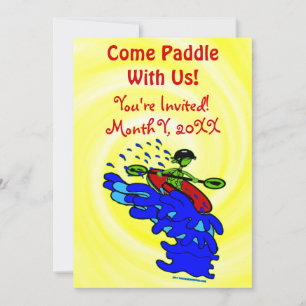 Invitation à la fête amusante en pagaie de kayak