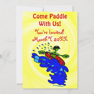 Invitation à la fête amusante en pagaie de kayak