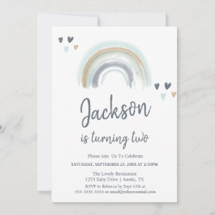 Invitation à la fête arc-en-ciel du Boho bleu 2e a