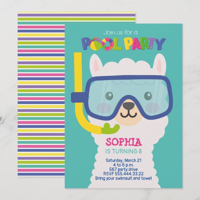 INVITATION À LA FÊTE AU BASSIN À LLAMA (Devant / Derrière)