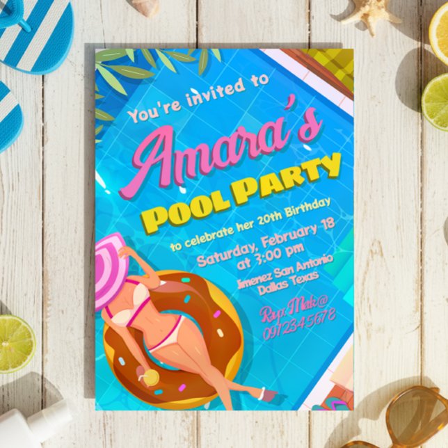 Invitation à la fête au bord de la piscine (Pool Party Invitation)