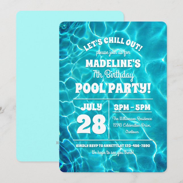 Invitation à la fête au bord de la piscine (Devant / Derrière)