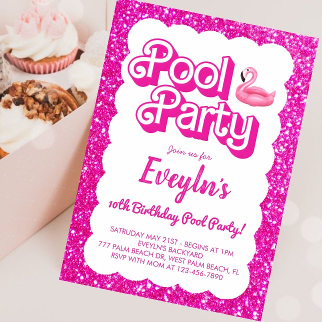 Invitation à la fête au bord de la piscine avec po (Créateur téléchargé)