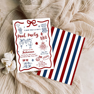 Invitation à la fête au bord de la piscine et BBQ