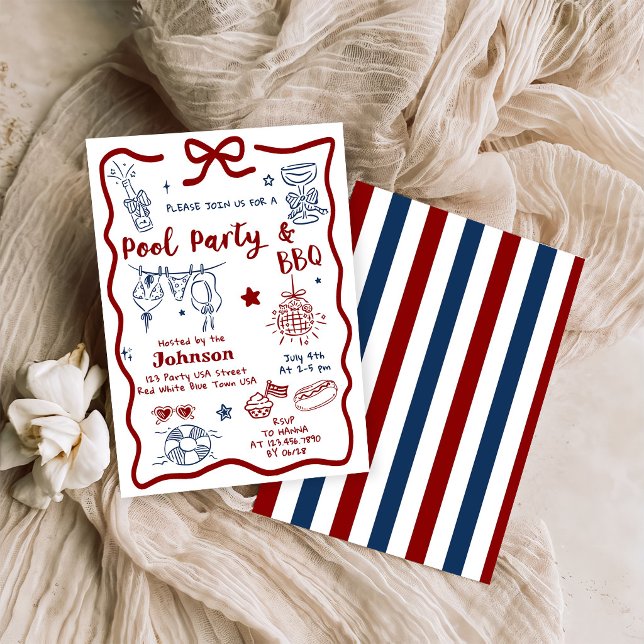 Invitation à la fête au bord de la piscine et BBQ  (Créateur téléchargé)