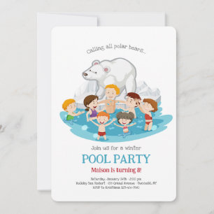 Invitation à la fête au bord de la piscine ours po