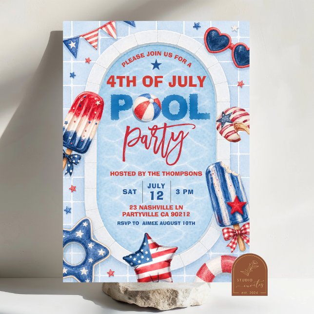 Invitation à la fête au bord de la piscine pour le (Créateur téléchargé)