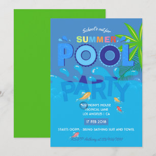 Invitation à la fête au bord de la piscine pour le