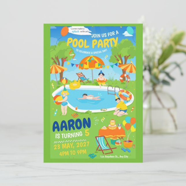 Invitation à la fête au bord de la piscine Splash  (Debout devant)