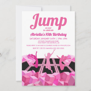 Invitation à la fête au parc de trampoline Pink Gi