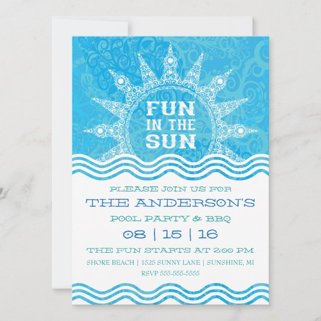 Invitation à la fête au soleil dans la piscine (Devant)