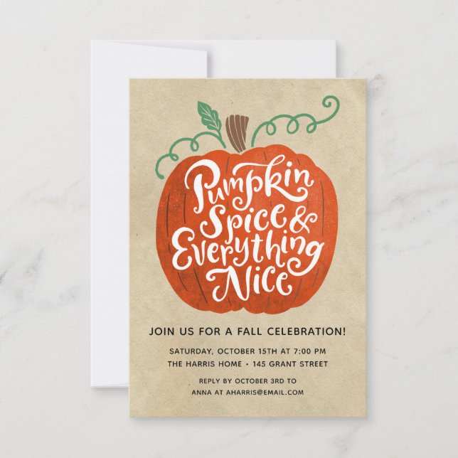 Invitation à la fête automnale au Pumpkin Spice (Devant)